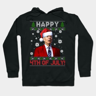 Funny Santa Joe Biden Happy 4th of July Ugly Christmas Sweater Hoodie